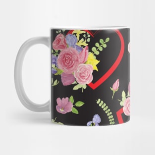 Heart Floral Bouquet Mug